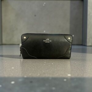 Coach Long Zip Around Wallet Mickie Accordion Wallet Leather Black